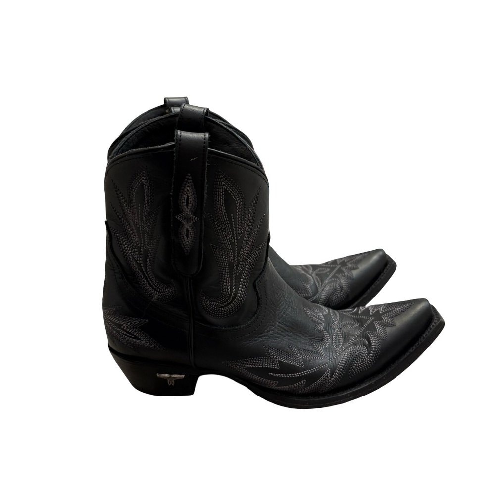 LANE WOMEN'S LEXINGTON WESTERN BOOTIES - SNIP TOE Black leather 8.5